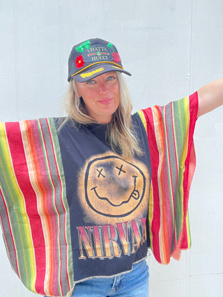 Nirvana Guacamole Serape Remix Poncho