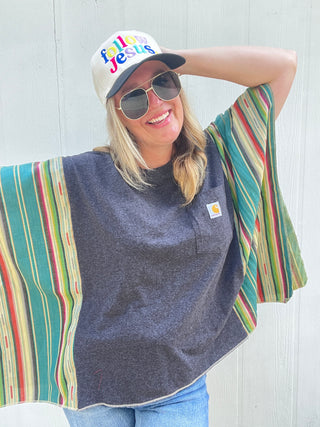 Navajo Carhartt Reworked Poncho Top