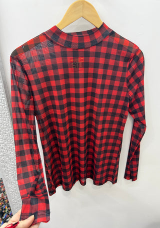 Buffalo Plaid Mesh Top