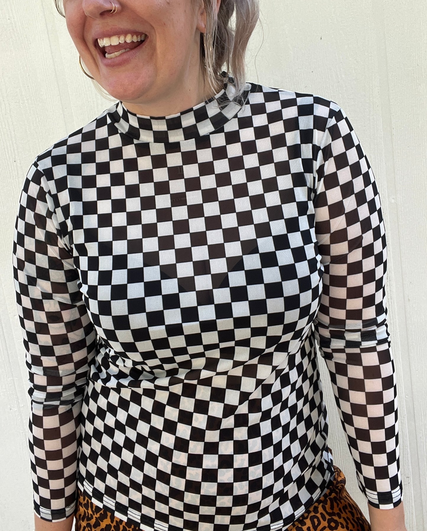 Checkered Cutie Mesh Top