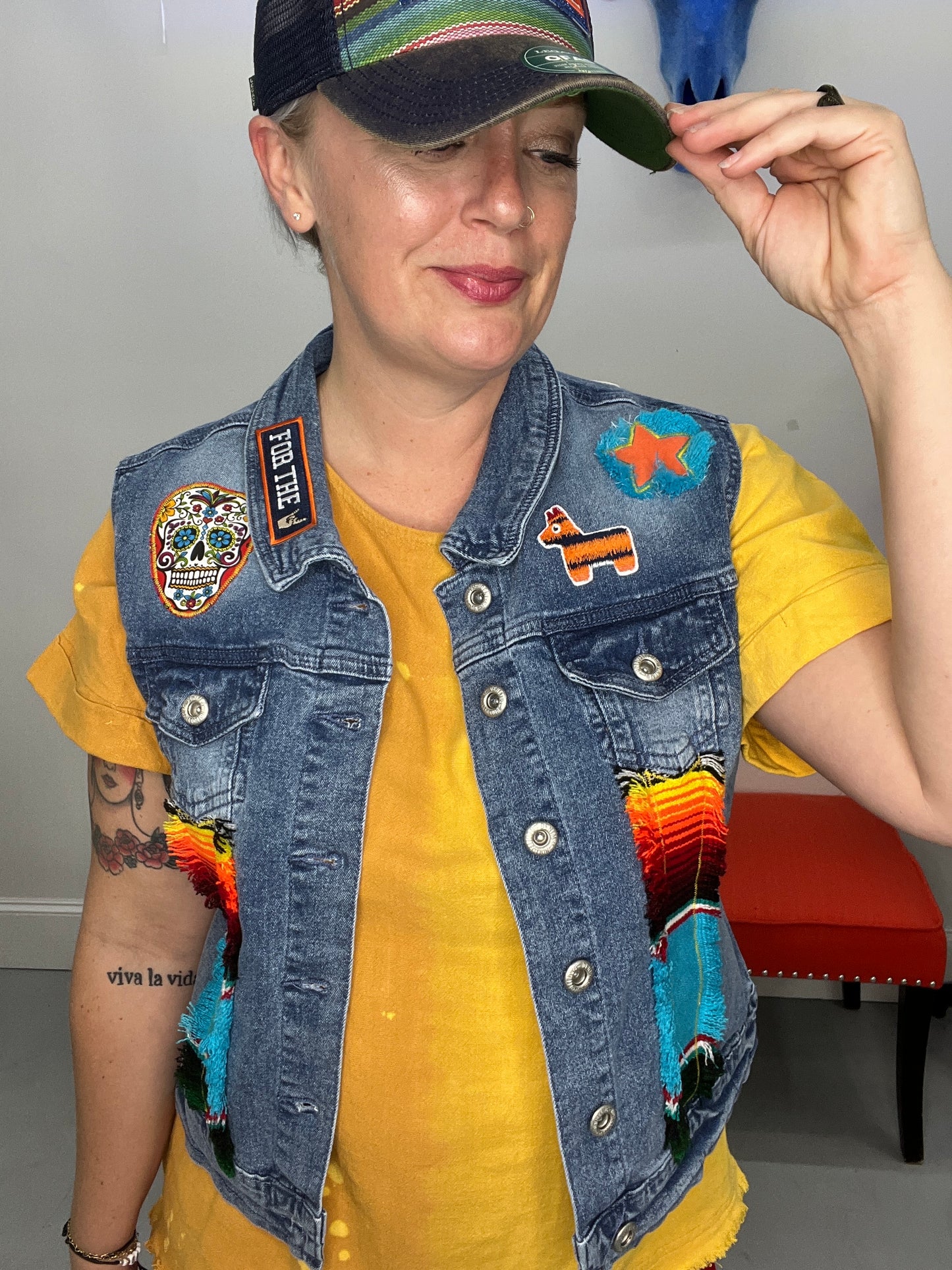 STT Exclusive Sugar Skull Htown Denim Vest