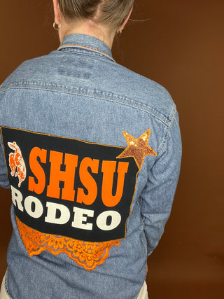*True Treasure* SHSU Rodeo Denim Button Up