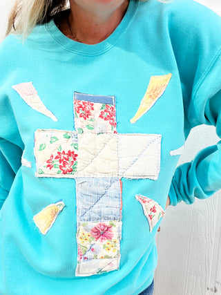 *True Treasure* Cross Quilt Pullover