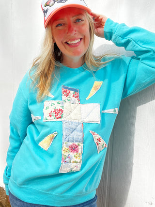 *True Treasure* Cross Quilt Pullover