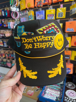 Don’t Worry Be Happy Layered Trucker Hat