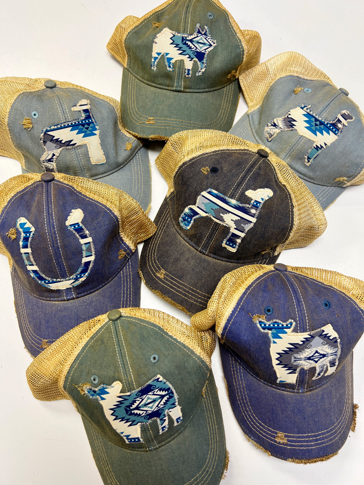 Icy Blue Aztec Dirty Trucker Hat