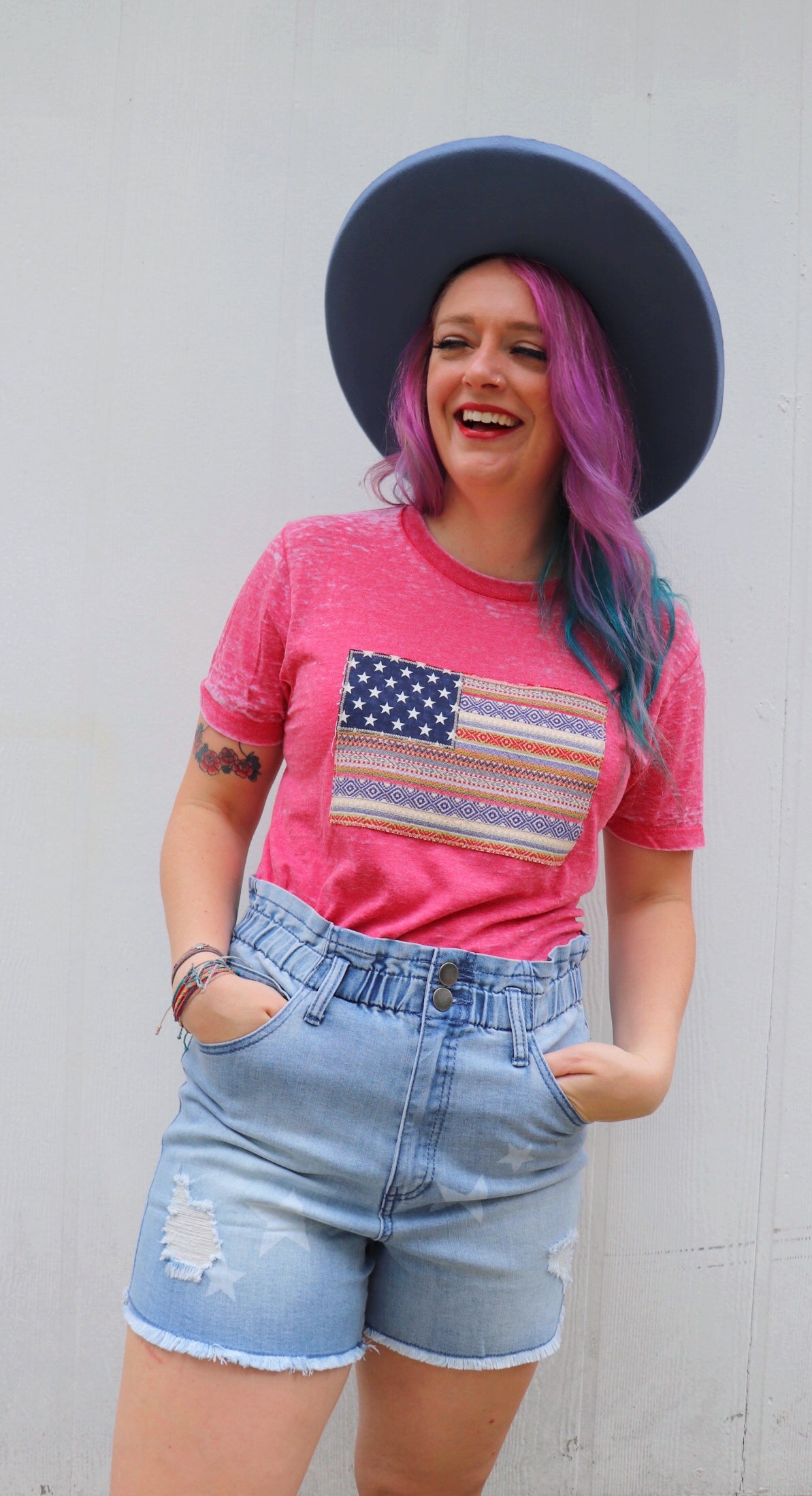 Verano Serape Flag Acid Wash Tee
