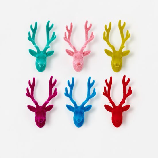 Mini Flocked Deer Head