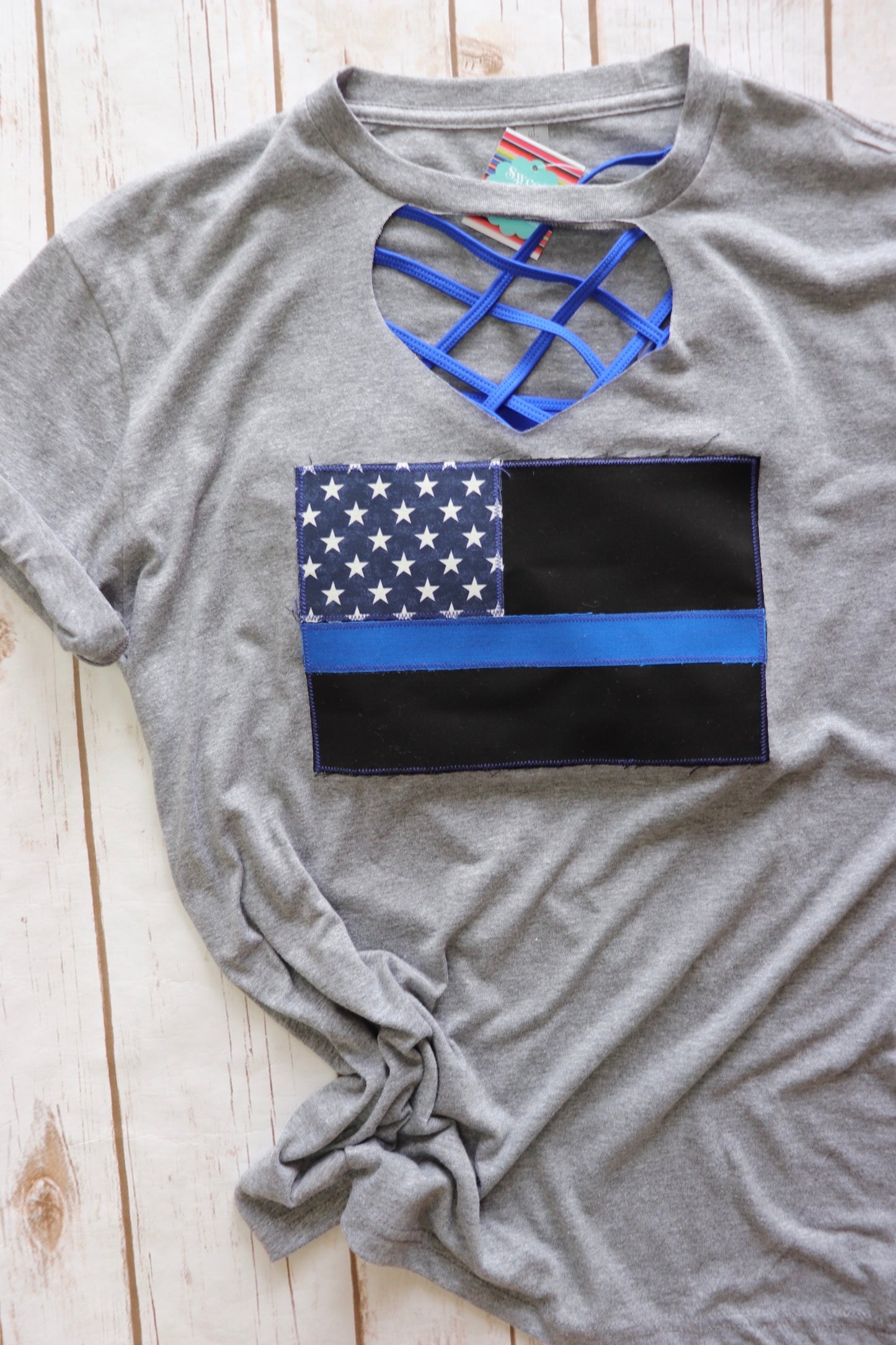 Thin Blue Line American Flag Tee