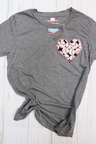 Baseball Kid's Key Hole Tee