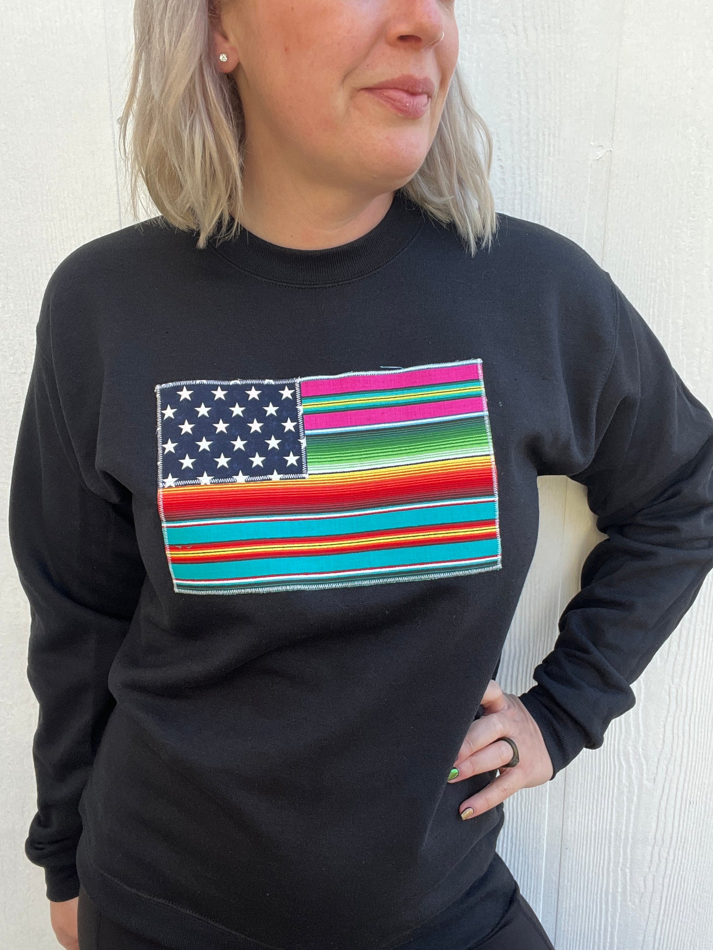 Rita Serape Flag Black Pullover