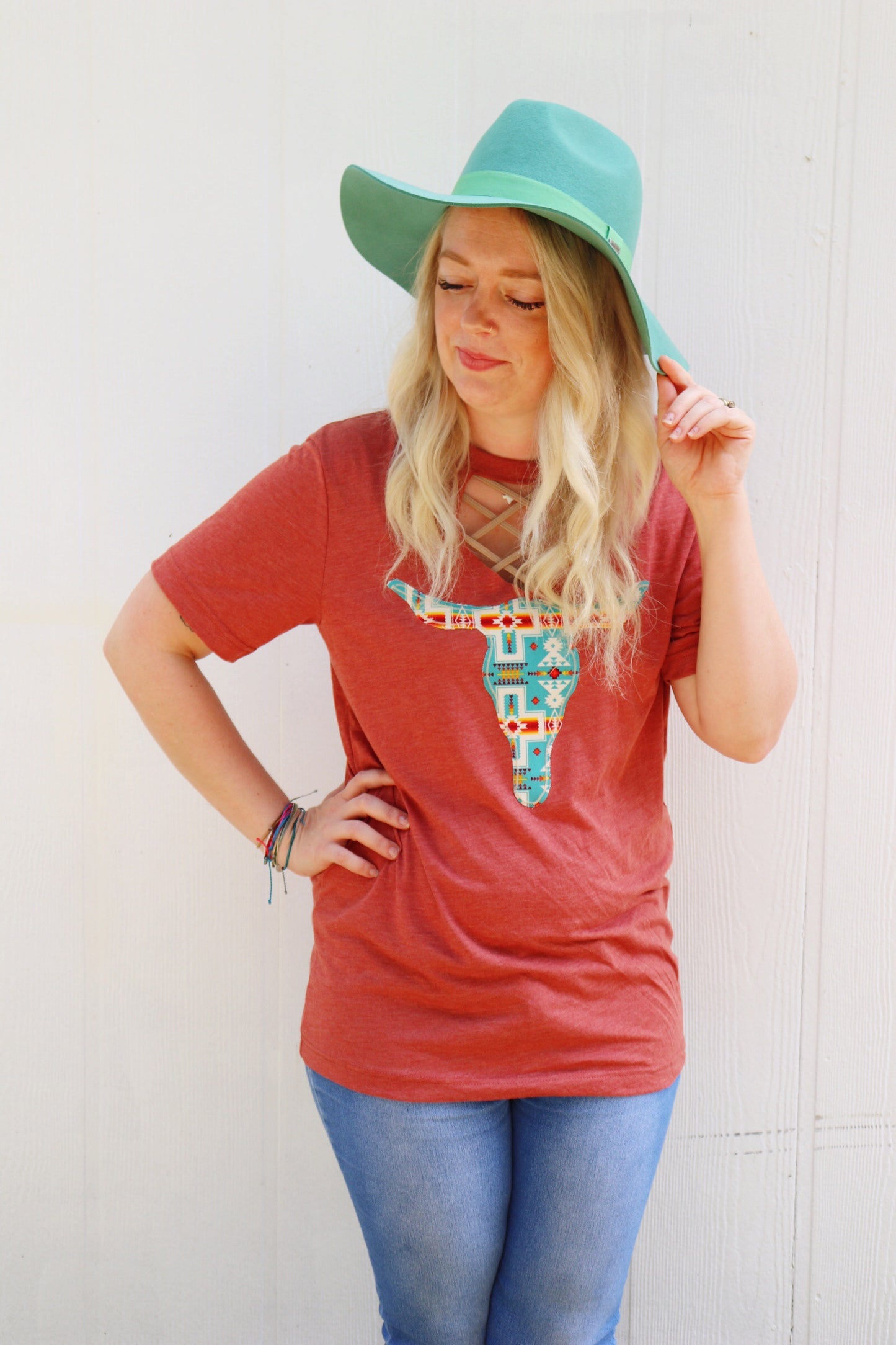 Blaze Turquoise Key Hole Tee