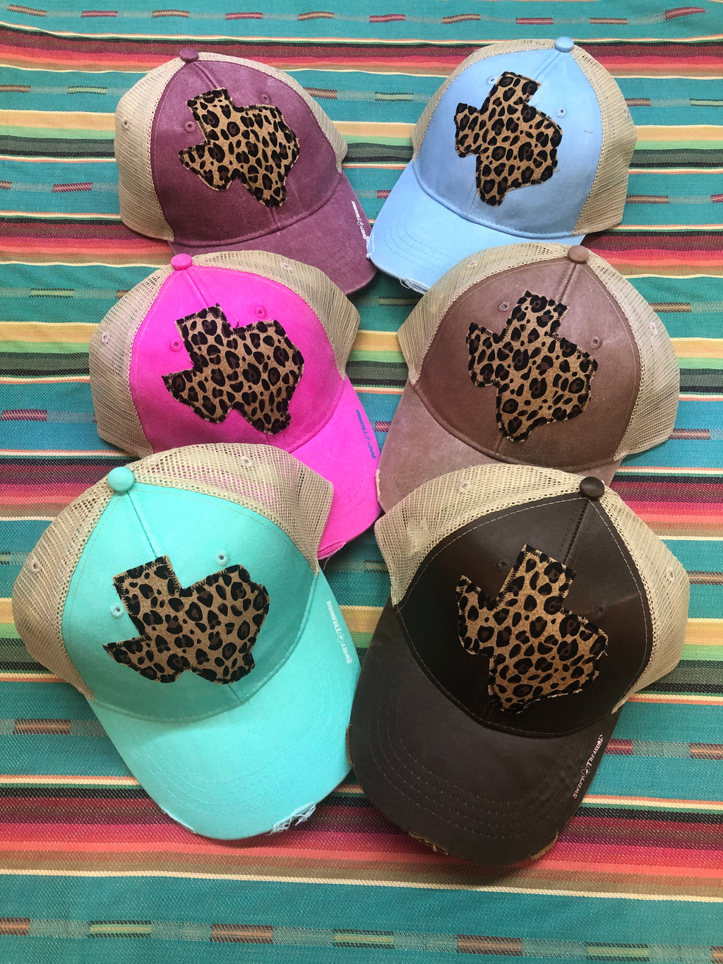 NEW SOUTH TEXAS TREASURES women\'s leopard y trucker cap in black with camo mesh Black/Black Leopard Mesh Trucker Hat - Texas Transfers and  main image 4