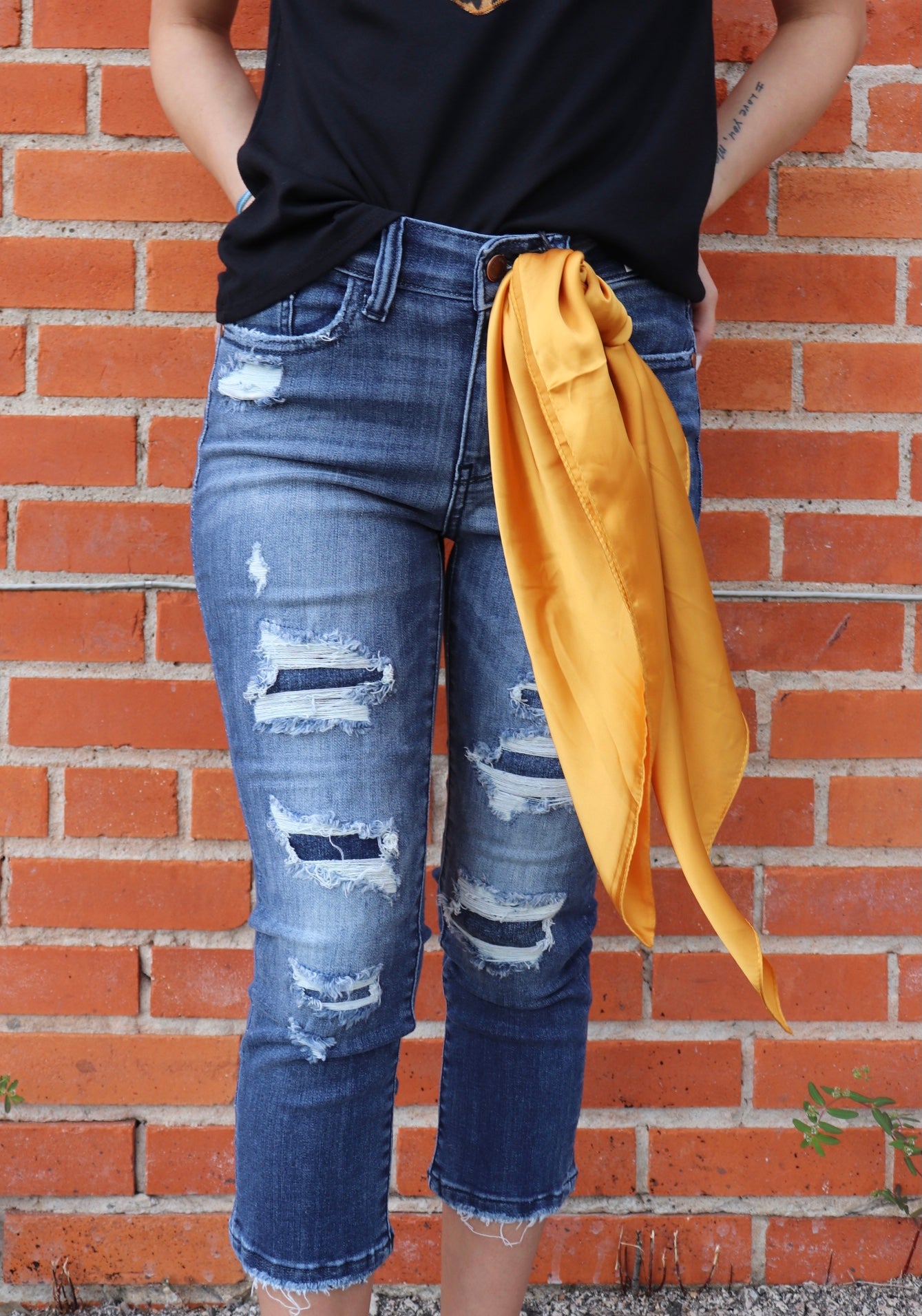 Peacemaker Patch Capri Jeans