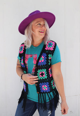 Last Call Paige Granny Square Crocheted Vest