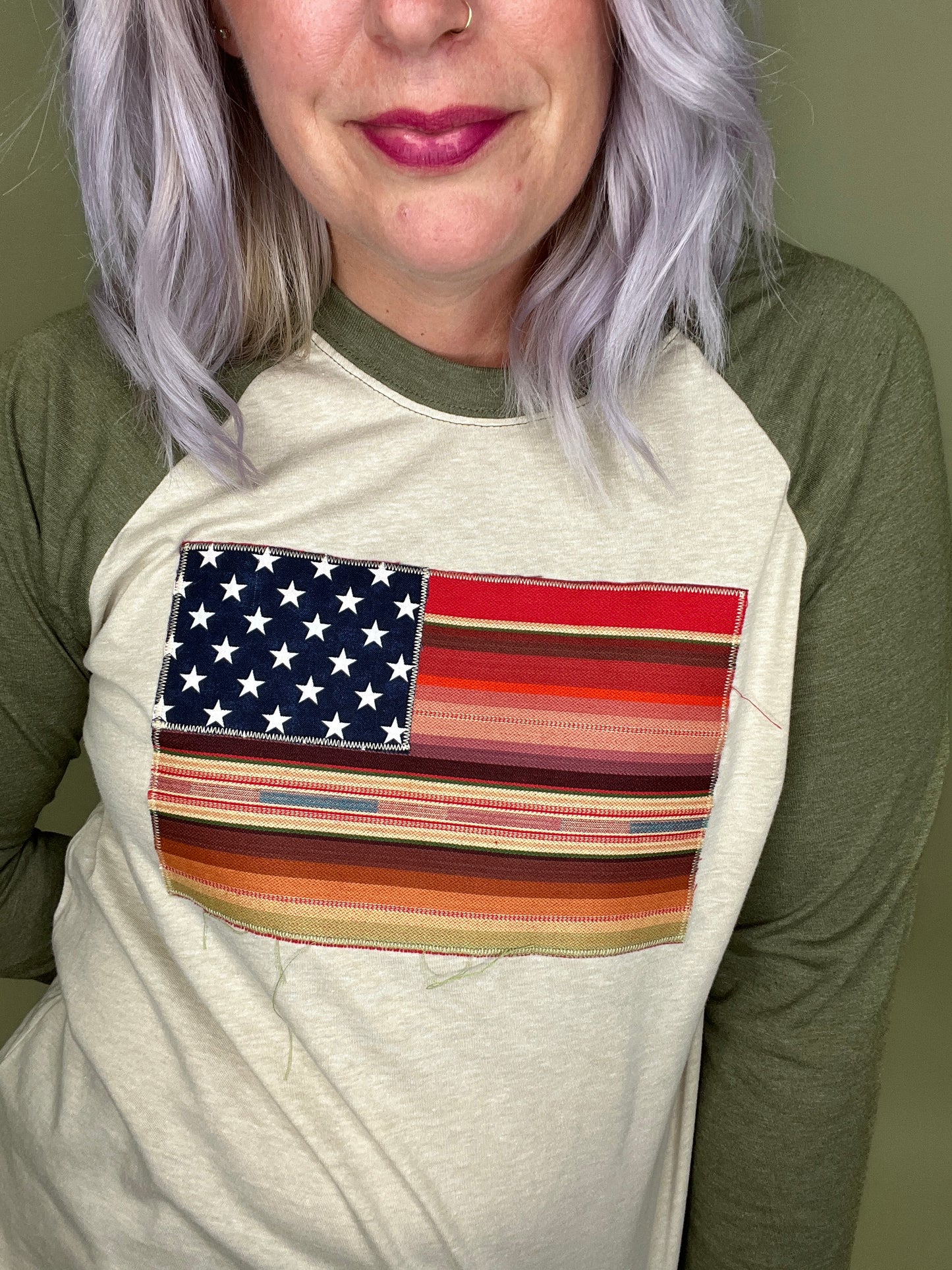 Salsa Flag Olive Raglan Tee