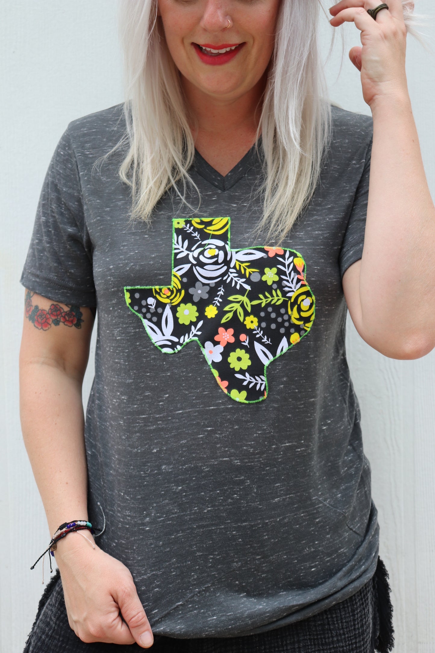 Midnight Floral V-Neck Tee