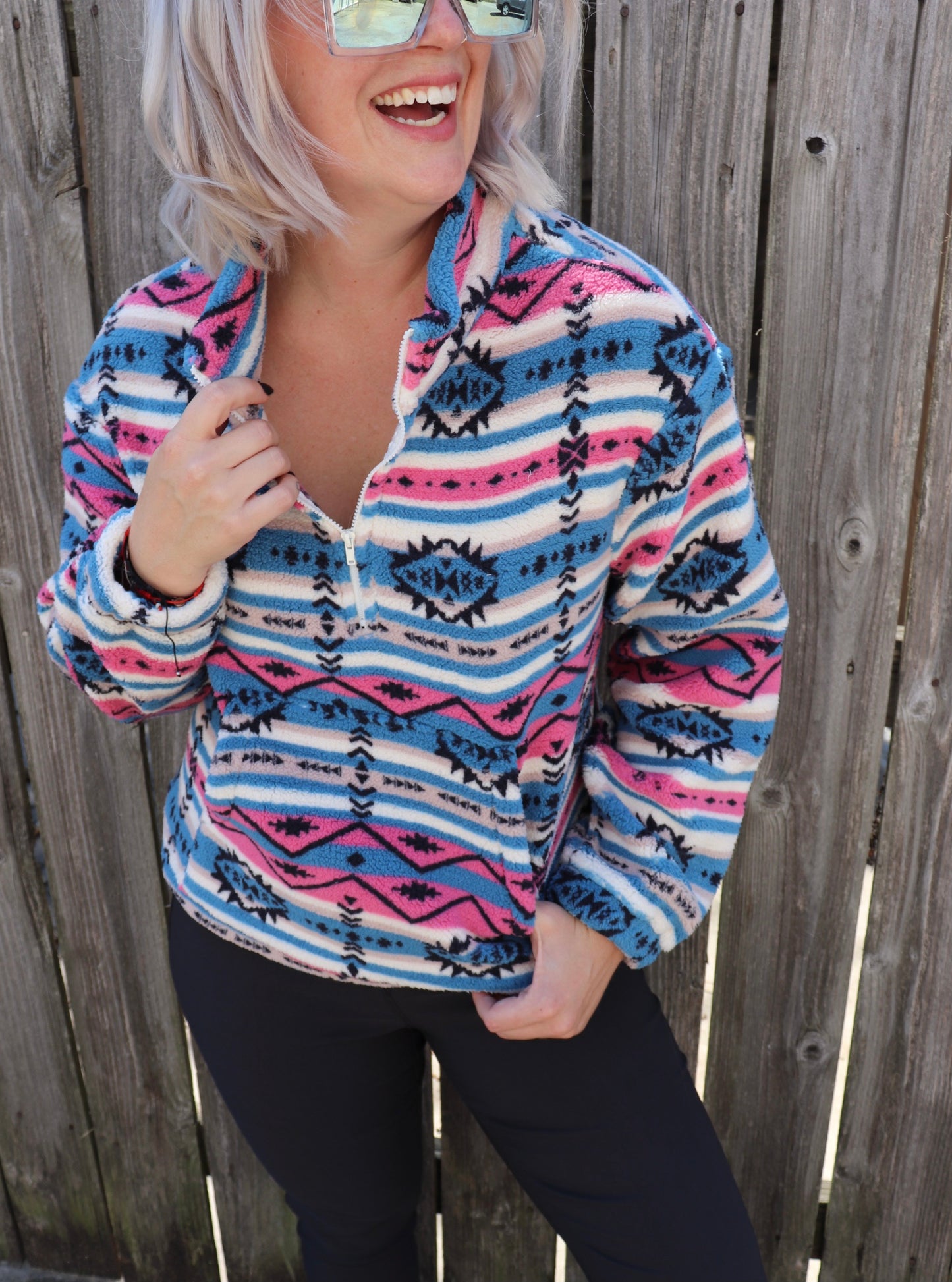 Last Call Saved By Tribal Cropped Pullover