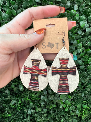 Last Call Serape Cross Teardrop Earrings
