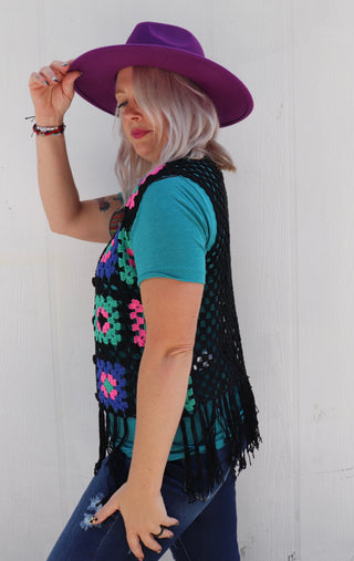 Last Call Paige Granny Square Crocheted Vest