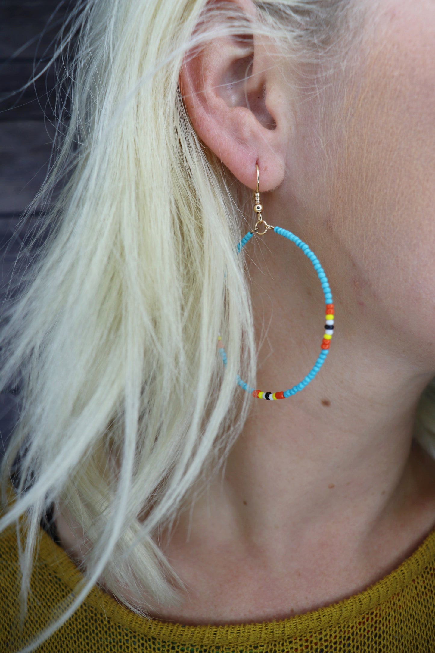 Sweet Serape Beaded Hoop Earrings