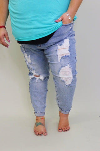 Last Call Queen Size Dixie Destroyed Cuff Jeans