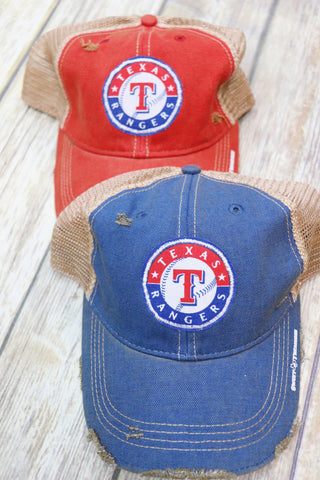 Texas Baseball Circle Dirty Trucker Hat
