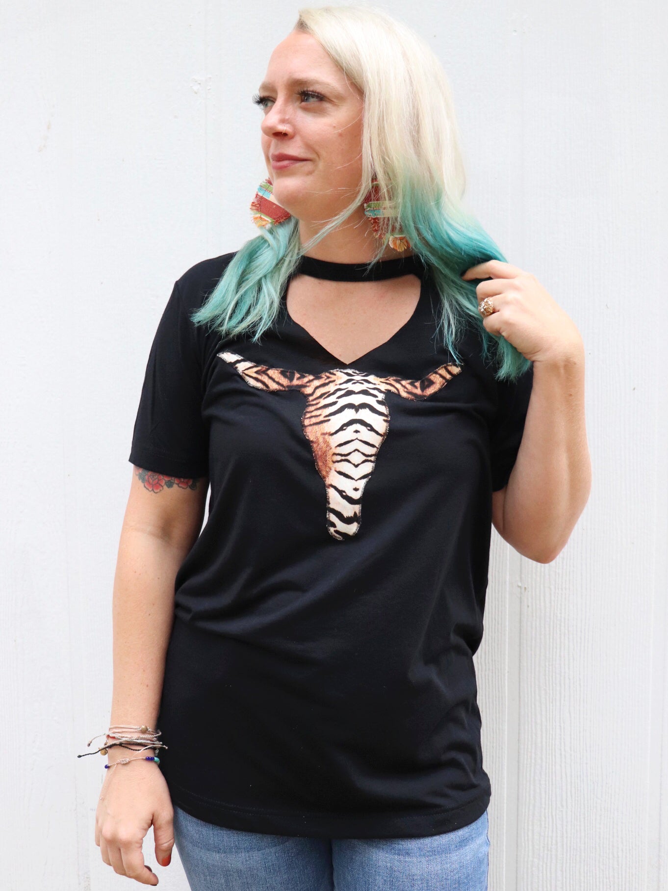 Tiger Stripe Key Hole Tee
