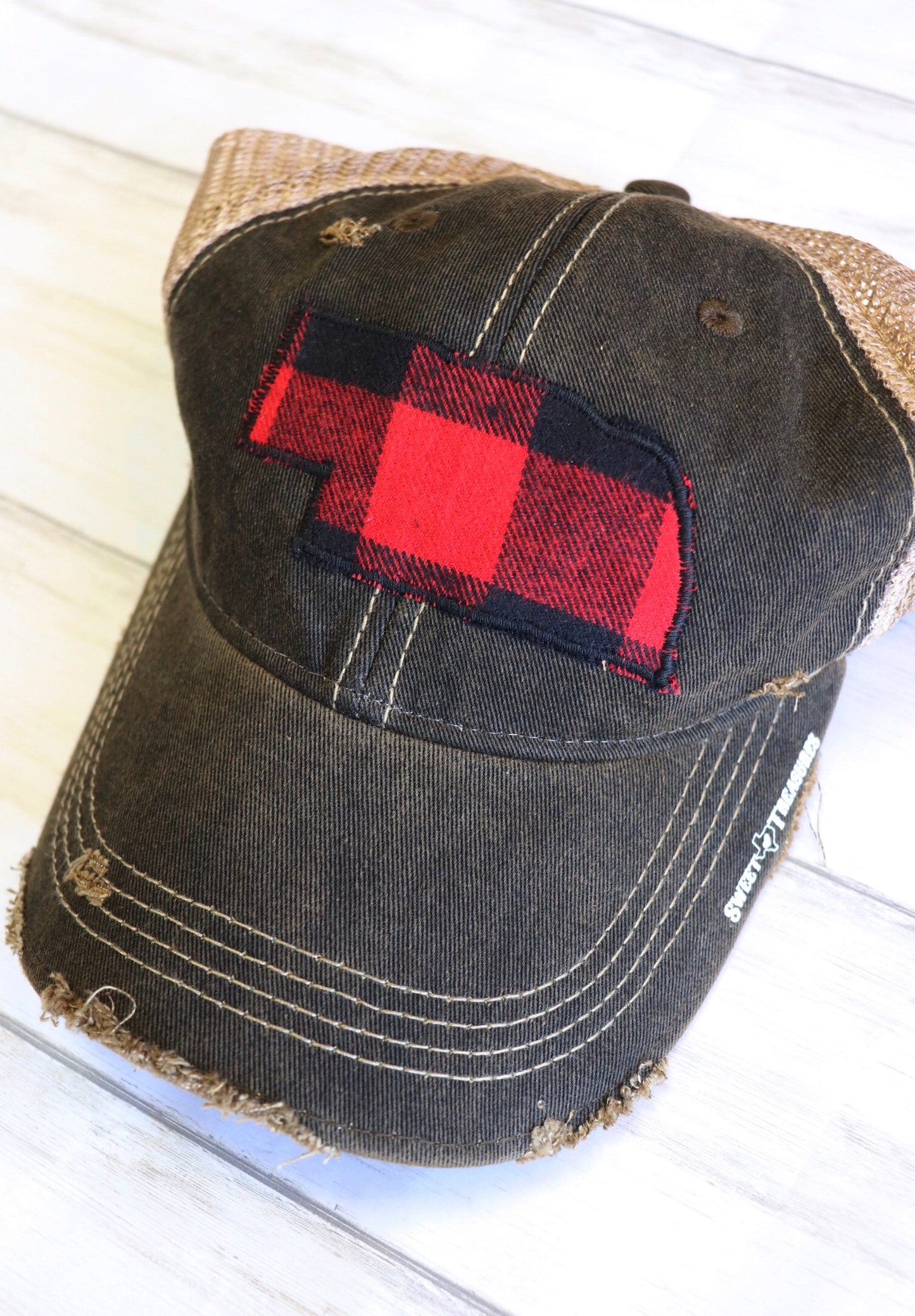 Buffalo Plaid Dirty Trucker Hat