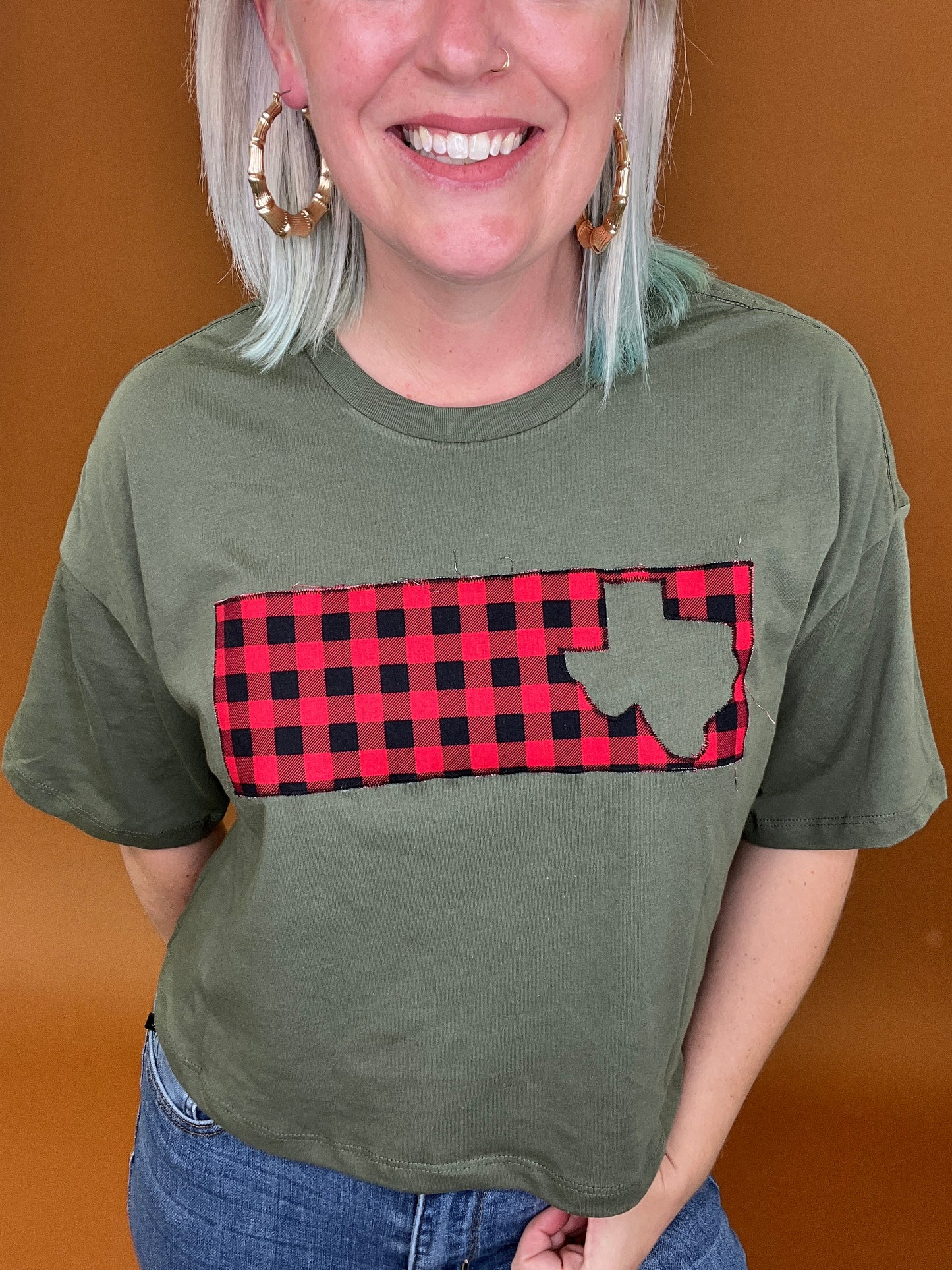 Buffalo Plaid Stripe Cropped Tee