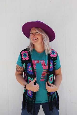 Last Call Paige Granny Square Crocheted Vest
