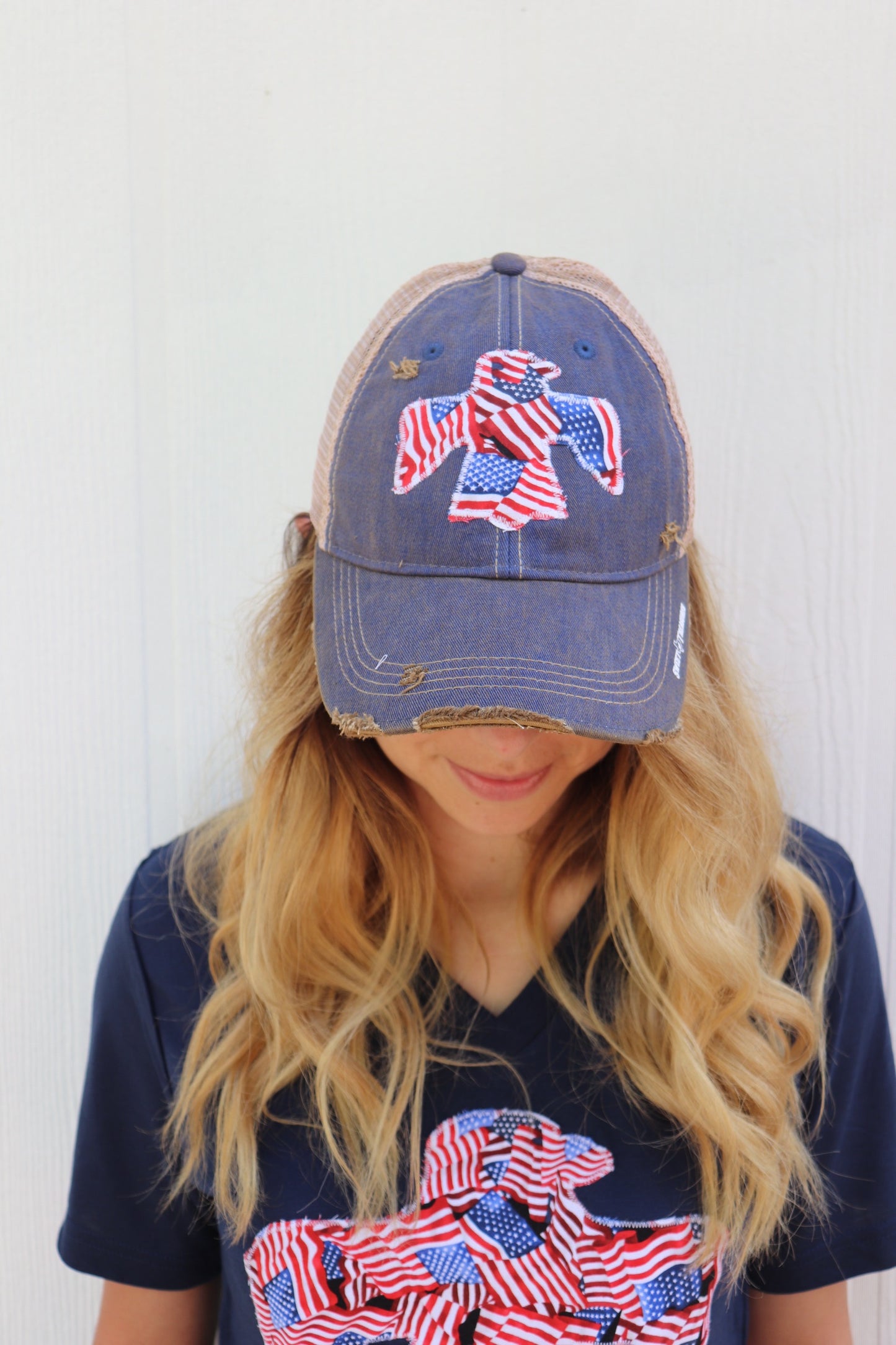 American Flag Dirty Trucker Hat