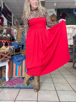 Red Hot Rendezvous Strapless Dress