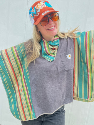 Navajo Carhartt Reworked Poncho Top