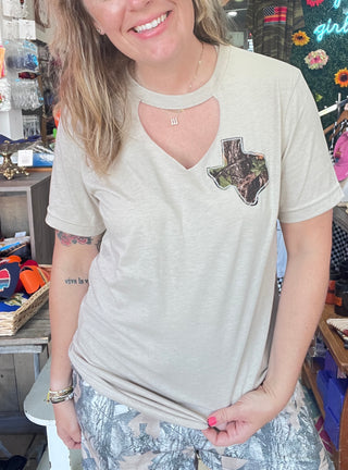 Real Tree Camo Key Hole Tee
