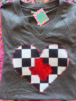 I Heart Texas Tee [Checkered Sequin]