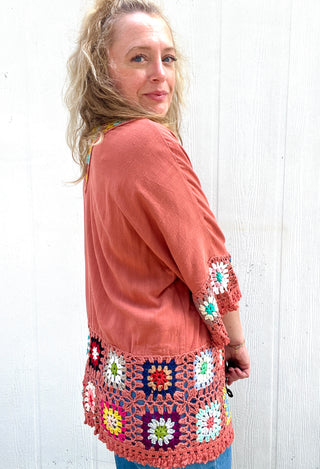 Paige Granny Square Kimono [Clay]