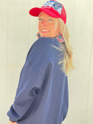 TX Sequin Split Pullover