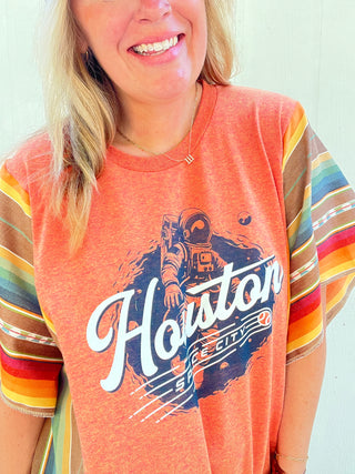 Space City Sol Serape Poncho [Orange]