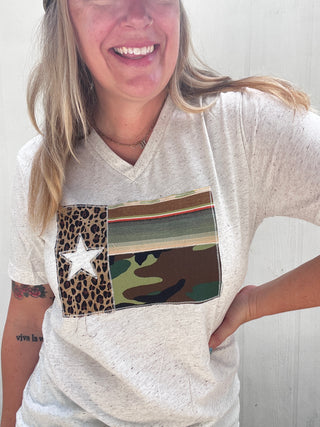 Leopard Sol Camo Texas Flag Tee