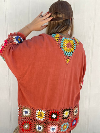 Paige Granny Square Kimono [Clay]