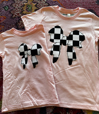 Checkered Bow Kid's Crew Tee