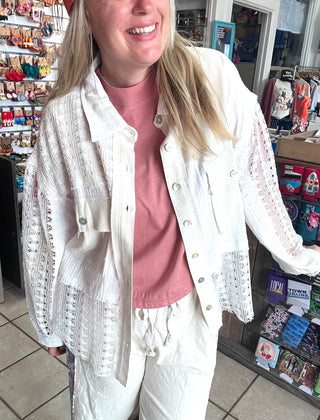 Southern Breeze Lace Linen Top