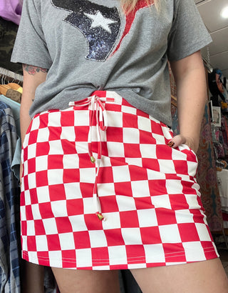 Checkered Athletic Skort [Red]