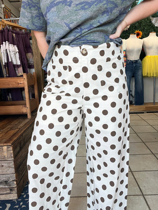 Falling for Polka Linen Pants