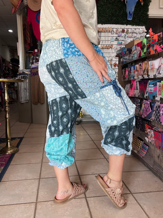 Boho Treasure Patchwork Pants [Blue]