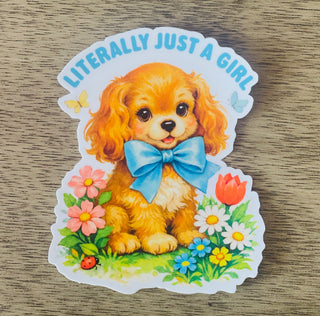 Just a Girl Puppy Sticker