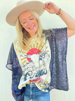 Coors Reworked Sequin Poncho Top