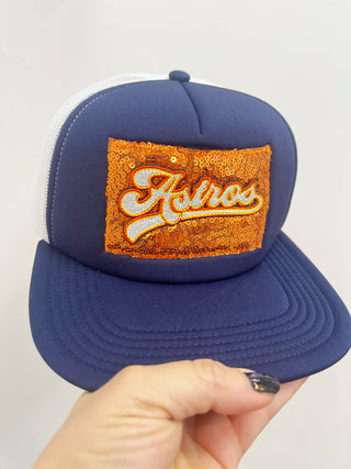 Sequin Houston Baseball Trucker Hat