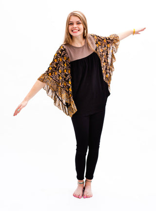 Fair Oaks Floral Mix Top [Black]